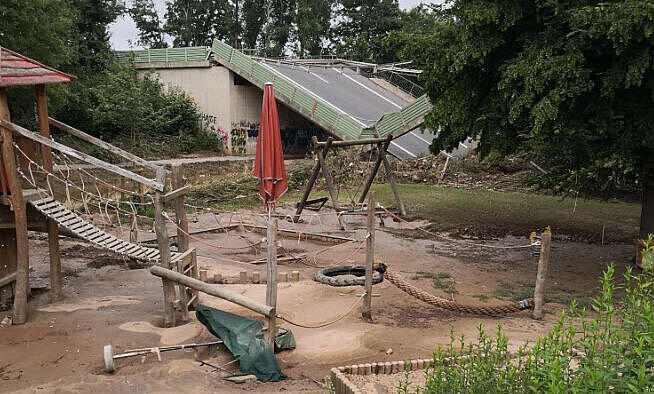 Von der Flut zerstörter Kindergarten in Heimerzheim